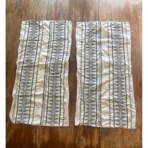 Set of 2 Black White Geometric Tribal Cotton King Pillowcases Boho Ethnic